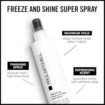 Paul Mitchell Freeze and Shine Super Hairspray, Maximum Hold, Shiny Finish Hairspray, For Coarse Hair, 3.4 fl. oz.
