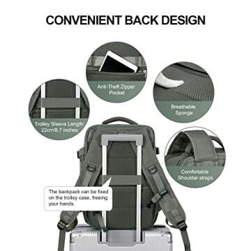 VECAVE Carry On Backpack for Women and Men - Travel Ready