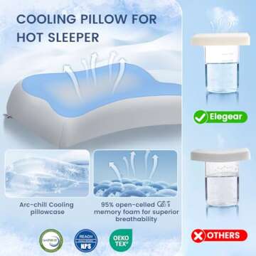 Elegear Deep Sleep Cooling Neck Pillow, Zero-Pressure Tech Orthopedic Pillow Provides Ultra-soft Cloud Support&BreathabAle, Ergonomic Contour Cervical Pillow for Neck Pain Relief for Side&Back Sleeper