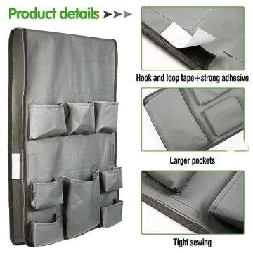 Extended Mini Fridge Caddy Organizer - 55" x 16.5" Back to School Dorm and Office Over the Fridge Storage Organizer with 11Pockets for Flatware Drink Paper Goods, College Must Have, Gray