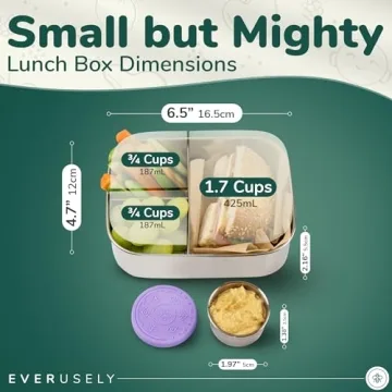 Everusely Small Stainless Steel Bento Box Kids - 27oz Toddler Lunch Box Stainless Steel, Metal Lunch Box for Kids, Metal Lunch Container, Stainless Steel Lunch Box For Kids, Bento Box Stainless Steel
