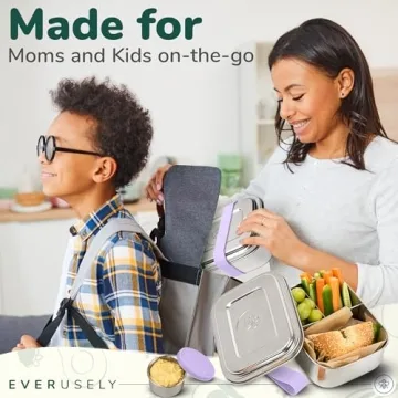 Everusely Small Stainless Steel Bento Box Kids - 27oz Toddler Lunch Box Stainless Steel, Metal Lunch Box for Kids, Metal Lunch Container, Stainless Steel Lunch Box For Kids, Bento Box Stainless Steel