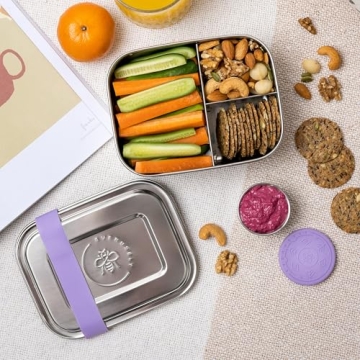 Everusely Small Stainless Steel Bento Box Kids - 27oz Toddler Lunch Box Stainless Steel, Metal Lunch Box for Kids, Metal Lunch Container, Stainless Steel Lunch Box For Kids, Bento Box Stainless Steel