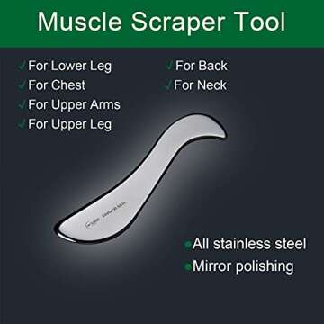 BYYDDIY Stainless Steel Gua Sha Muscle Scraper Tool,Scar Tissue Tool,Physical Therapy Tools,Muscle S...