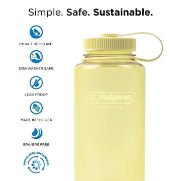 Nalgene Monochrome BPA-Free Recycled Water Bottle for Backpacking, Hiking, Gym - 32 oz Shatterproof Reusable Bottle