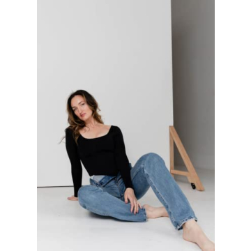 Almere Basics Long Sleeve Bodysuit for Women in Black