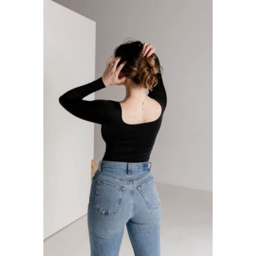 Almere Basics Long Sleeve Bodysuit for Women in Black