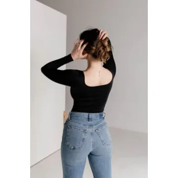 Almere Basics Long Sleeve Bodysuit for Women in Black