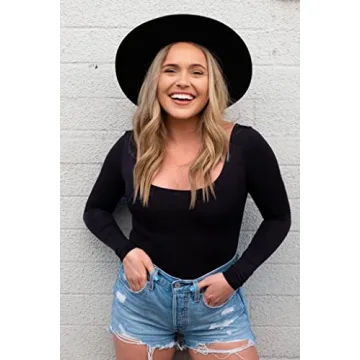 Almere Basics Long Sleeve Bodysuit for Women in Black