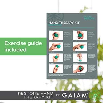 Gaiam Restore Hand Therapy Exercise Ball Kit - 3-Level Hand Grip Strengthener Massage Balls (Soft, Medium, Firm) for Physical Therapy & Hand Pain Relief, Ease Muscle Tension with Hand Balls - Set of 3
