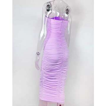 L'VOW Women's Sexy Ruched Bodycon Spaghetti Strap Backless Maxi Pencil Formal Dress