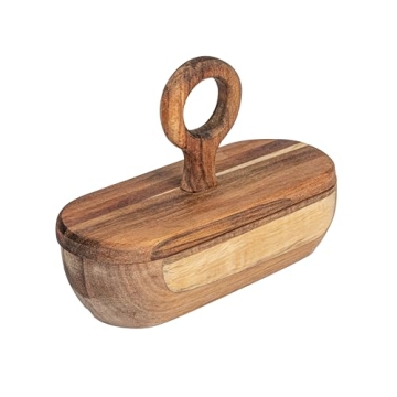 Elegant Acacia Wood Salt and Pepper Holder for Dining