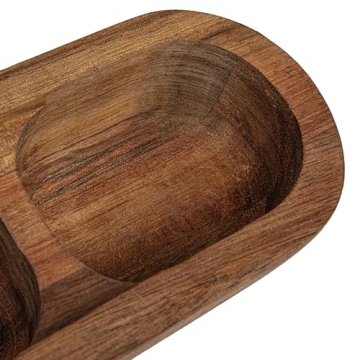 Elegant Acacia Wood Salt and Pepper Holder for Dining