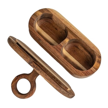 Elegant Acacia Wood Salt and Pepper Holder for Dining