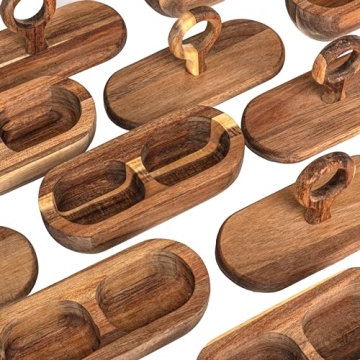 Elegant Acacia Wood Salt and Pepper Holder for Dining