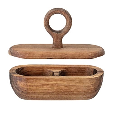 Elegant Acacia Wood Salt and Pepper Holder for Dining
