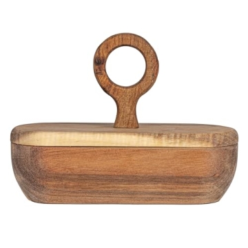 Elegant Acacia Wood Salt and Pepper Holder for Dining