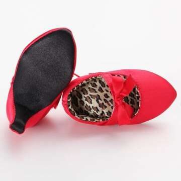 Infant Baby Girls High Heels Shoes Soft Sole Non Slip Mary Jane with Bownot Toddler First Walkers Princess Shoes, Red