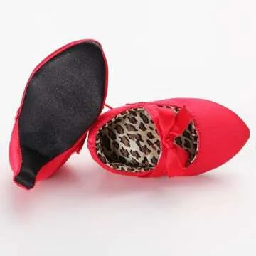 Infant Baby Girls High Heels Shoes Soft Sole Non Slip Mary Jane with Bownot Toddler First Walkers Princess Shoes, Red