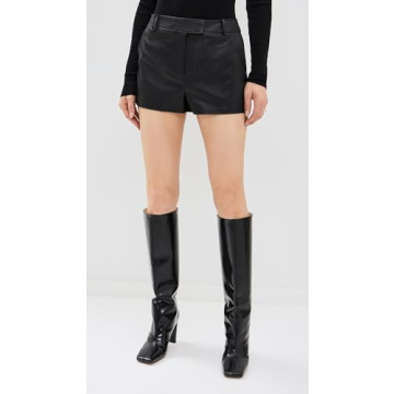 WAYF Ruby Faux Leather Black Shorts for Women – XS