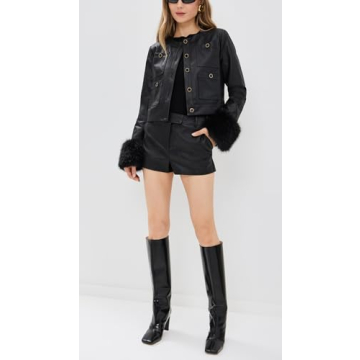 WAYF Ruby Faux Leather Black Shorts for Women – XS