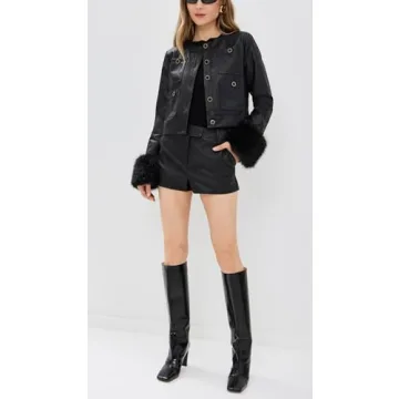 WAYF Ruby Faux Leather Black Shorts for Women – XS