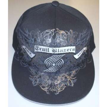 adidas Portland Trailblazers Flat Visor Flex Fitted Hat Size 6 7/8-7 1/4 (S/m)