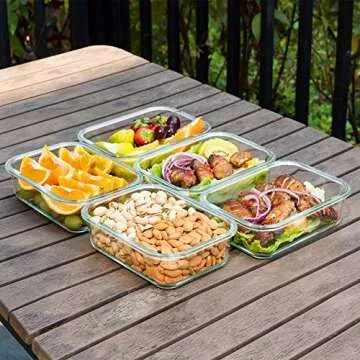 BAYCO Large Glass Meal Prep Containers Set of 5