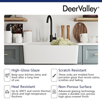 DeerValley Fireclay Farmhouse Sink Durable Stylish Functional