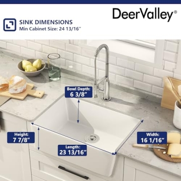 DeerValley Fireclay Farmhouse Sink Durable Stylish Functional