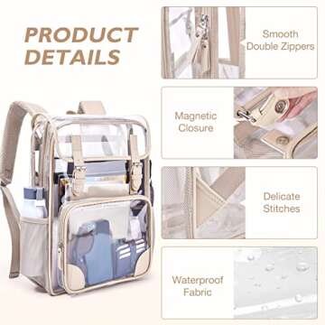 mommore Clear Backpack Heavy Duty Large Clear Backpacks for School Transparent PVC See Through Bookbag for College Work Travel