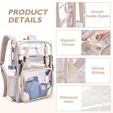mommore Clear Backpack Heavy Duty Large Clear Backpacks for School Transparent PVC See Through Bookbag for College Work Travel