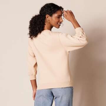 Amazon Essentials Women's French Terry Fleece Sleeve Detail Crewneck Sweatshirt