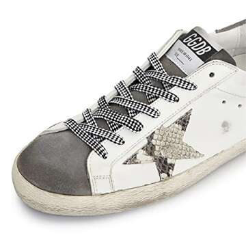 Golden Goose Super-Star Leather Upper Suede Toe and Heel Phyton Mens Distressed Sneaker -41 EU/ 8 US White/Grey