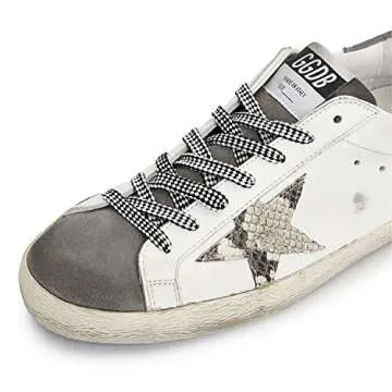 Golden Goose Super-Star Leather Upper Suede Toe and Heel Phyton Mens Distressed Sneaker -41 EU/ 8 US White/Grey