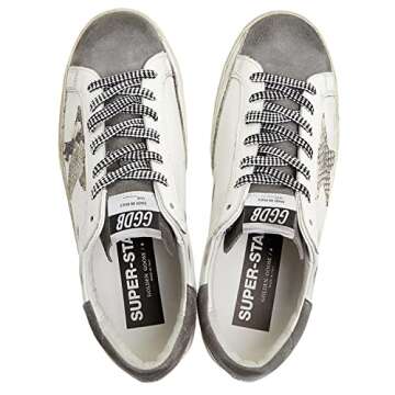 Golden Goose Super-Star Leather Upper Suede Toe and Heel Phyton Mens Distressed Sneaker -41 EU/ 8 US White/Grey