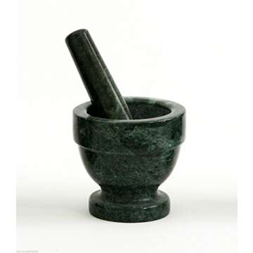 Mortaio in Marmo Verde con Pestello Green Marble Mortar with Pestle Home Cucina Vintage Design Made in Italy 8x8cm