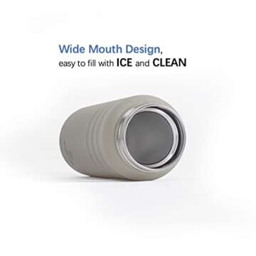 IDEUS Insulated Stainless Steel Water Bottle with 2 Leak-Proof Lids, Thermal Water Flask for Hiking Biking, 24oz, Celadon