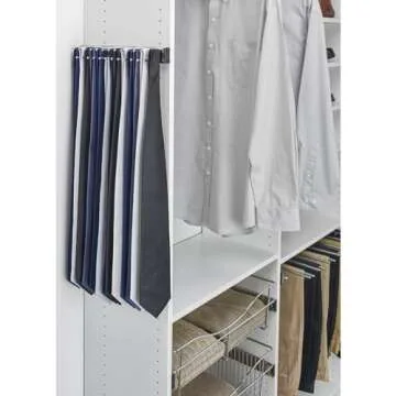 Rev-A-Shelf Pullout Tie and Belt Storage Rack Holder - 25 Hooks - Chrome Finish