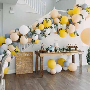 PartyWoo Gray and Orange Balloons, 70 pcs Matte Balloons, Pack of Gray Balloon, Peach Balloons, White Balloons, Orange Balloons for Girls Birthday, Girls Baby Shower, Gray and Peach Wedding