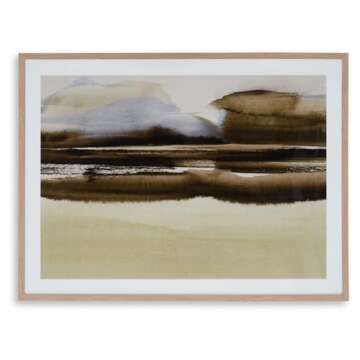 Signature Design by Ashley Hurrbrook Contemporary Rectangular Nature Framed Wall Art 40 x 30 Inches, Dark Brown & Green