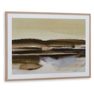 Signature Design by Ashley Hurrbrook Contemporary Rectangular Nature Framed Wall Art 40 x 30 Inches, Dark Brown & Green