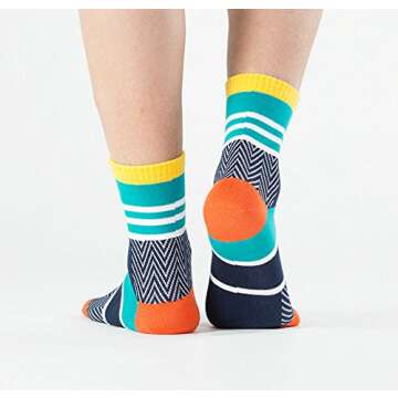 UBUMO Mens Toe Socks Five Finger Cotton Crew Casual Colorful Patterned 6 Pairs