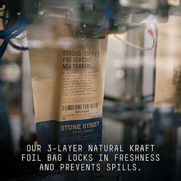 Stone Street Flavored Ground Coffee, Caramel Nut, Freshly Roasted, 100% Colombian Arabica, Gourmet Coffee, Medium Roast, Sweet Nutty Dessert Flavor, 1 LB