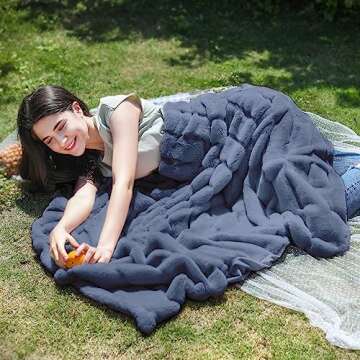 Cozy Bliss Faux Fur Throw Blanket for Couch, Cozy Soft Plush Thick Winter Blanket for Sofa Bedroom L...