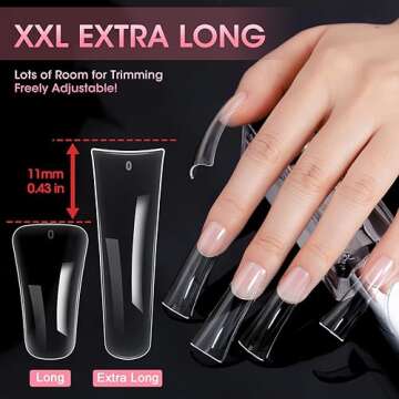 krofaue Extra Long Duck Nail Tips - XXL Clear Duck Nails 120pcs Full Cover Duck Tips 12 Sizes Crysta...