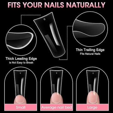 krofaue Extra Long Duck Nail Tips - XXL Clear Duck Nails 120pcs Full Cover Duck Tips 12 Sizes Crystal Duck Feet Style Curved False Nails Wide French Nail Tips Acrylic Nails Design for Y2k Nail Salon