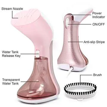 Mini Handheld Steamer for Clothes Garment, Portable Travel Garment Steamer, Powerful Iron Wrinkles Remover for Travel/Home, Compact Iron Steamer for Clothing, Any Fabrics, IDEER (Pink1)