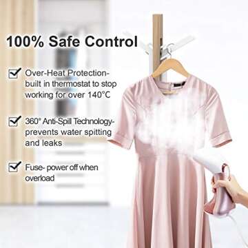 Mini Handheld Steamer for Clothes Garment, Portable Travel Garment Steamer, Powerful Iron Wrinkles Remover for Travel/Home, Compact Iron Steamer for Clothing, Any Fabrics, IDEER (Pink1)