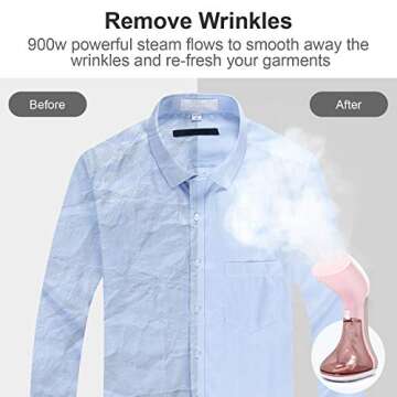 Mini Handheld Steamer for Clothes Garment, Portable Travel Garment Steamer, Powerful Iron Wrinkles Remover for Travel/Home, Compact Iron Steamer for Clothing, Any Fabrics, IDEER (Pink1)